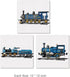 Yuzi-n Set 3 12x12 Inch of Blue Steam Train Nursery Vehicle Framed Wall Art Decor Watercolor Steam Locomotive Canvas
