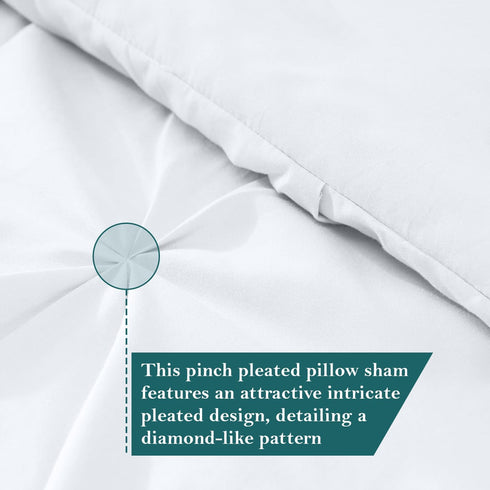 King Pillow Shams Set of 2, Pinch Pleated White Pillow Shams, 20x36, 100% Egyptian Cotton