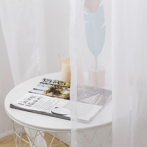 MIULEE White Sheer Curtains 96 inches Long, 2 Panels Solid Color Elegant Voile Drapes for Bedroom Living Room