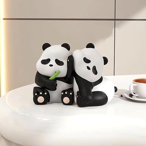 Whbbbj 2pcs Cute Panda Decorative Bookends, Resin Unique Animal Book Ends, Fun Modern Home Sculptures, Modern Panda