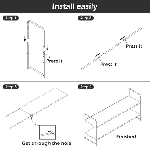 2 Closet 18-Pairs, MISSLO Tier Long Shoe Rack for Shoe Organizer Holds Wide Low Stackable Shoe Storage Shelf