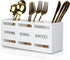 Ayiaren Wooden Silverware Cutlery Holder, White Flatware Caddy for Party, Kitchen Utensils Organizer for Table