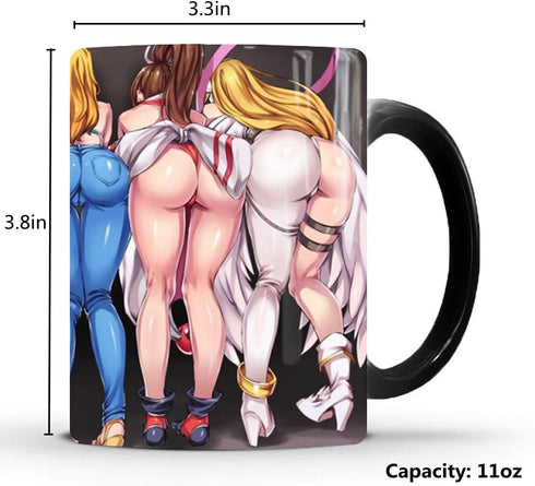 Funny White Elephant Coffee Mug, Color Changing Gag Gift for Adults, 11oz Anime Beauty Cup