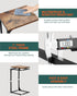 C-Shaped Side Table for Couch - Small Coffee Stand Sofa Tray Desk with Metal Frame and Waterproof Scratch Resistant