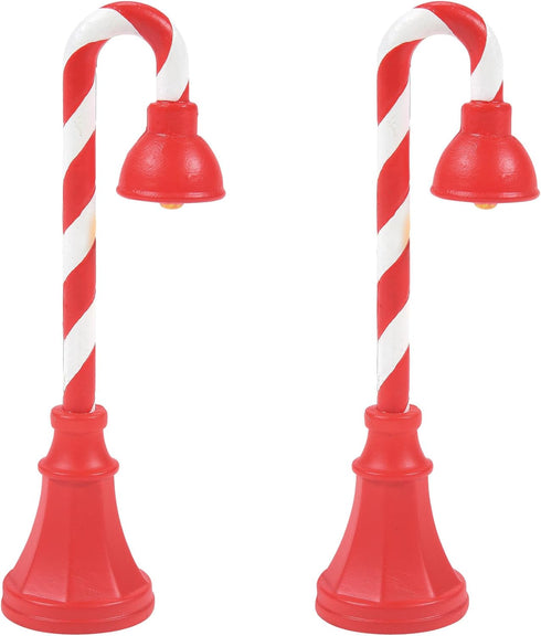 Department 56 Village Collection Sweet Evening Glow Peppermint Street Lamps Figurine Set, 3.5 Inch