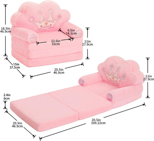 18 MOONBEEKI Toddler Chair ComfyFoldable Princess Couch for Girl, Toddler Recliners for Kids Over Months, Kids