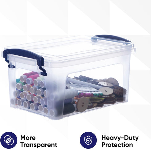 Superio Clear Plastic Storage Bin with Lid, 1.75 Qt, Non-Toxic, BPA Free, Stackable Tote for Home, Garage, Office