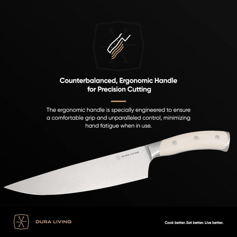 2-Piece Professional Kitchen Knife Set, Ultra Sharp High Carbon German Stainless Steel, Cream