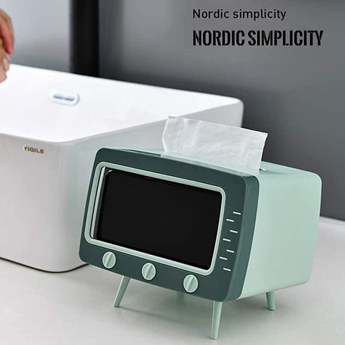 SGVAHY Retro TV Tissue Box Holder - Cute and Practical Cover, Cell Phone Holder for Bathroom, Kitchen, Bedroom (TV