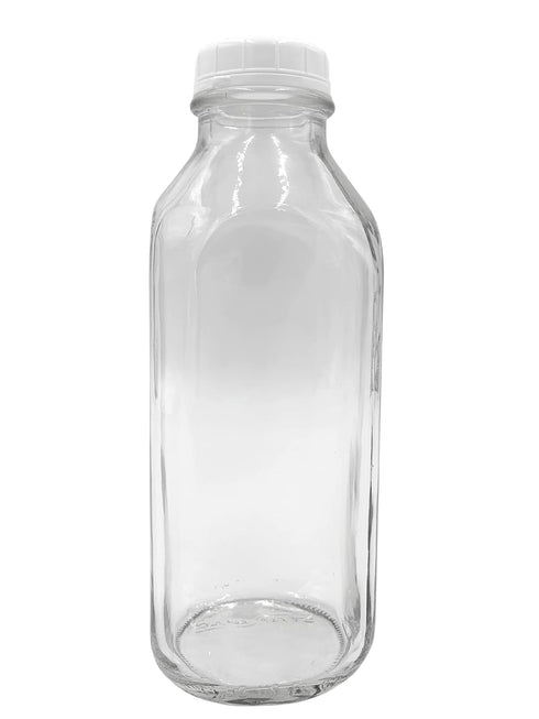 The Dairy Shoppe 1 LTR (33.8 oz) Glass Milk Bottle with Cap. Made in USA,