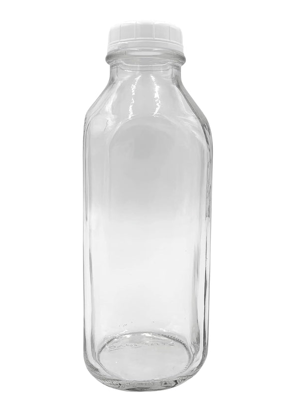 The Dairy Shoppe 1 LTR (33.8 oz) Glass Milk Bottle with Cap. Made in USA,