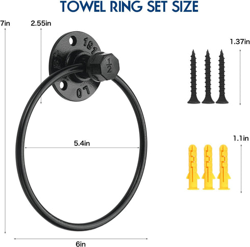 Vintage Style Wall Mounted Iron Towel Ring for Bathroom