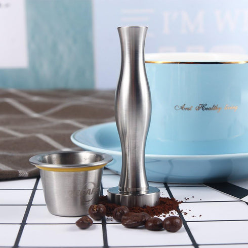 RECAPS Stainless Steel Coffee Tamper Tool Compatible with Nespresso Machine Refillable Filter Pressing 24mm