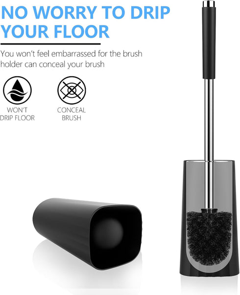 SetSail Toilet Brush, Compact Toilet Bowl Brush and Holder with 304 Stainless Steel Handle, 2 Packs