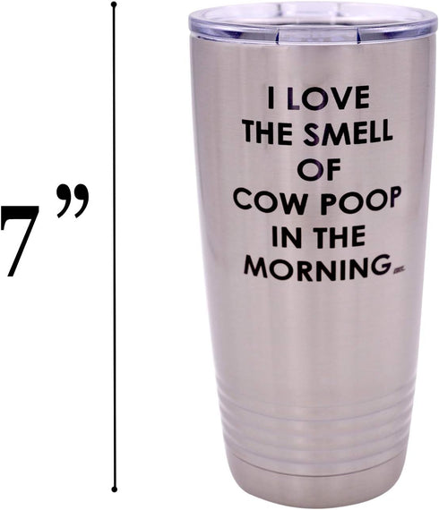 Rogue River Tactical Funny Farmer I Love the Smell of Cow Poop Travel Tumbler Mug Cup with Lid
