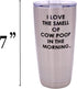 Rogue River Tactical Funny Farmer I Love the Smell of Cow Poop Travel Tumbler Mug Cup with Lid
