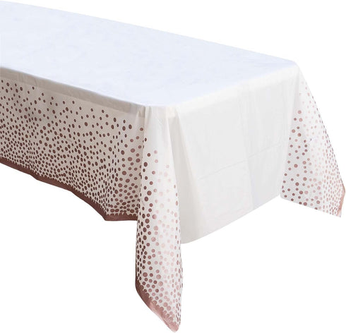 2 Pack Rose Gold Disposable Table Cloths, Plastic Table Cover for Birthday Baby Shower Rectangle Tables 54 x 108 in.