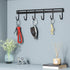 2Pcs Kitchen Utility Hooks - Wall Mount Utensil Rack with 6 Hooks, Space Saving Kitchen Holder (Black)