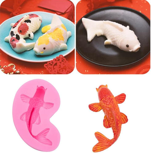2 Pack Koi Fish Silicone Mold, 3D Fish Shaped Chocolate Baking Tool for Cake Cupcake Sugar Decorating
