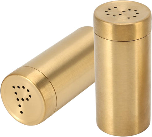 2 Pack Gold Spice Jar, Stainless Steel Shaker with Screw Open Top for Uniform Size Seasoning Bottles