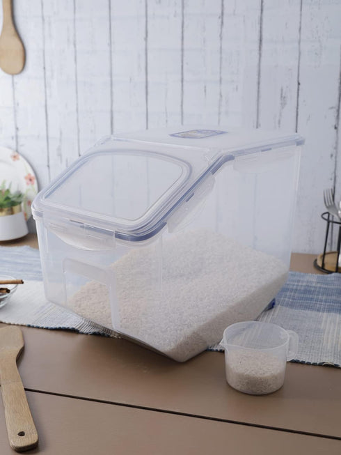 LOCK & LOCK Easy Essentials Food Lids (Flip-Top), BPA Free, 50.7 Cup for Rice, Clear Pantry Storage