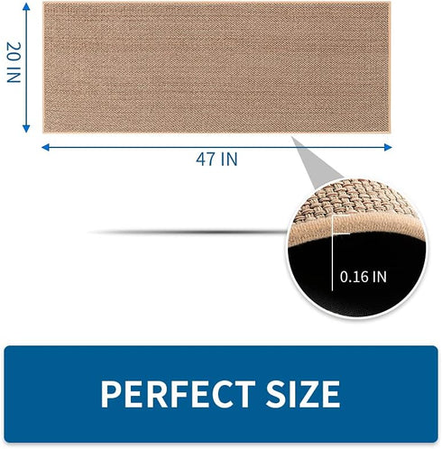 Kitchen Rugs and Mats, Non-Skid Washable Absorbent Runner Rugs for Floor, 20"x47", Beige