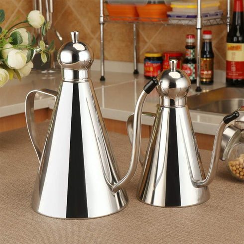 Stainless Steel Olive Oil Dispenser Bottle - Leakproof Oil Pot, Kitchen Storage Container (350ml)