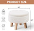 Wimarsbon Storage Ottoman, Modern Round Footrest with Soft Padded Seat, Teddy Velvet Footstool with Wood Legs, Accent