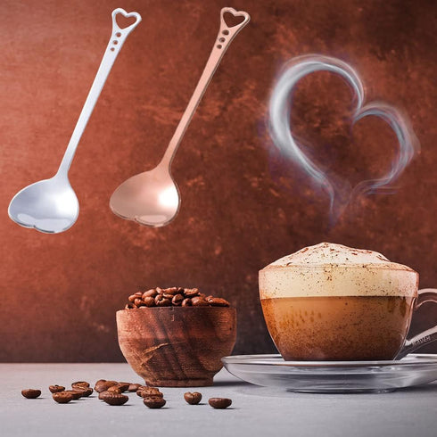 jinyatu 8 Pieces Stainless Steel Dessert Spoon Creative Cute Heart Shaped Espresso Spoons for Cake Tea Sugar Ice Cream