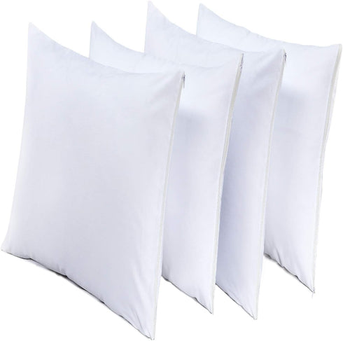 Niagara 4 Pack Pillow Protectors, Standard 20x26 Inches, Lab Certified Ultra Fresh Treated Cotton Zipper Covers White