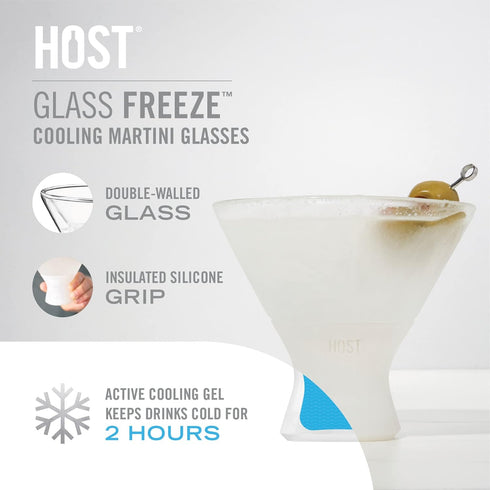 Host Stemless Martini Glasses, Double Walled Insulated Drinking Glass, Set of 2 Cocktail Glasses