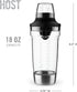 Host All in One Cocktail Shaker Set with Measurements, Reamer, Bottle Opener, Strainer, Jigger, 18 oz