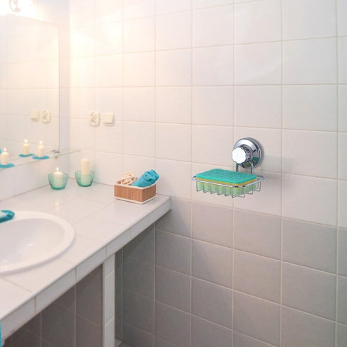 SANNO Suction Cup Soap Holder, Soap Dish Saver Tray for Shower Wall, Bathroom, Stainless Steel