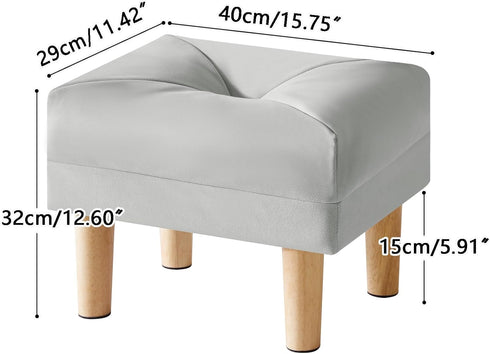 15.75" 11.42" W12.6" UHBD040G YMYNY Small Footstool Ottoman, Faux Leather Footrest with Sponge Padded Seat, Step Stool