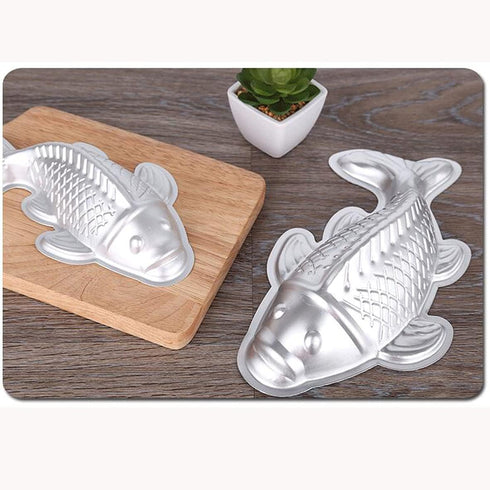 3D Aluminum Alloy Carp Cake Bakeware, Fish-Shaped Cake Mold, 7 Inch