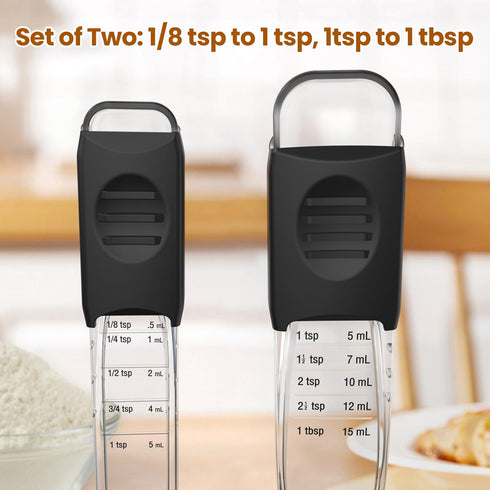 Professional Adjustable Measuring Spoons Set of 2#2258, Fits in Spice Jars, BPA-free & Dishwasher Safe