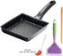 Tamagoyaki Pan Non Stick Japanese Omelette Pan,Cast Iron Rectangle Tamago Pan Small Frying Pan, Tamagoyaki Eggs Pan - Omelette Pan - with Silicone Brush, Chopsticks & Spetula by LOQJSS