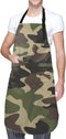 Waterproof Green Camo Apron with 2 Pockets, Amy Camouflage Kitchen Chef Bibs for Cooking, Baking, Gardening