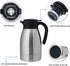 GiNT 51Oz Stainless Steel Thermal Coffee Carafe with Lid, Double Walled Vacuum Thermos, 12 Hour Heat Retention, Silver