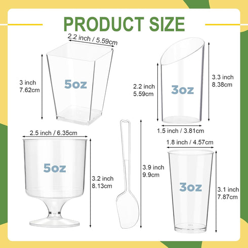 400 Nuenen Pcs Mini Dessert Cups with Spoons Clear Plastic Small Yogurt Parfait Cups Disposable Tumbler Cups Appetizer