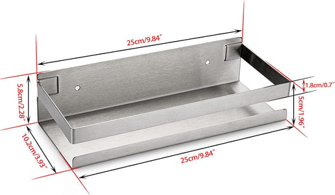 OwnMy 10 Inch Bathroom Shower Shelf Stainless Steel Bath Kitchen Basket Shower Caddy Rack, Rust Proof Metal Bathroom