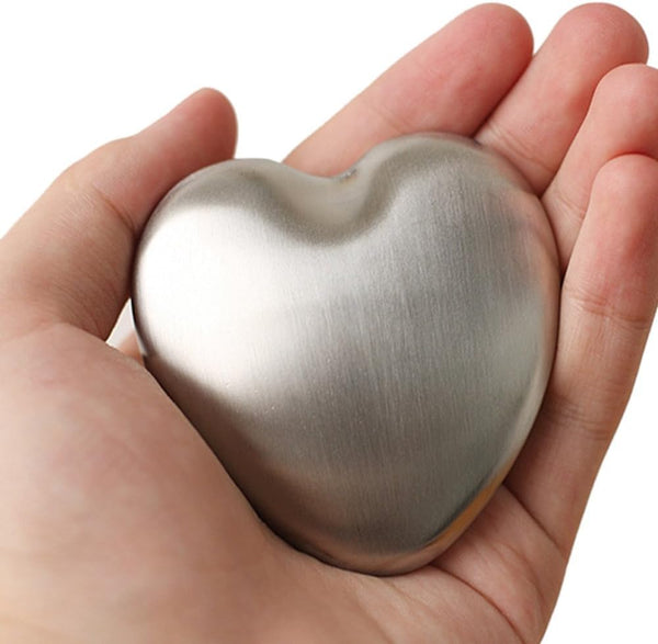 Kingzhuo Portable Magic Soap Odor Remover Bar, Heart Shape 304 Stainless Steel Soap for Kitchen Smells