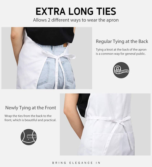 12 Pack 100% 2 Syntus Bib Apron, Unisex Aprons Adjustable Cotton with Pockets Cooking Kitchen Aprons for Women Men