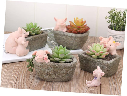 Yardwe Ceramic Planter, Unique Cactus Pot, Decorative Airplant Pot, Mini Container for Bonsai or Desk Topper