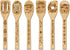 GLOBLELAND 6Pcs Mushroom Bamboo Cooking Utensils Set - Engraved Wooden Spoons & Spatula for Kitchen