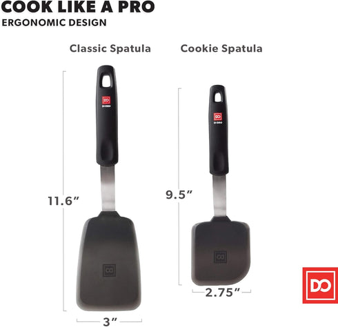 DI ORO Spatulas for Kitchen Use, 600°F Heat Resistance Silicone Turner Spatula Set for Cooking, BPA Free