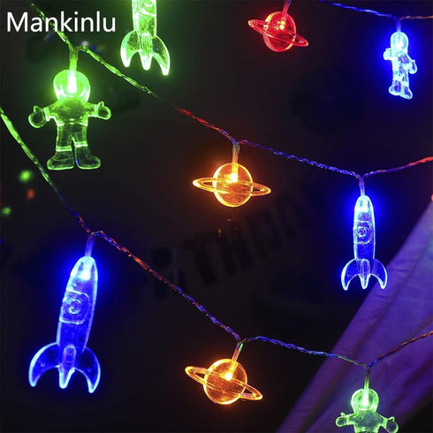 20 11 8 Children's Room LED String Lights with Remote LED FT Modes Battery Operated Space String Lights with Rocket