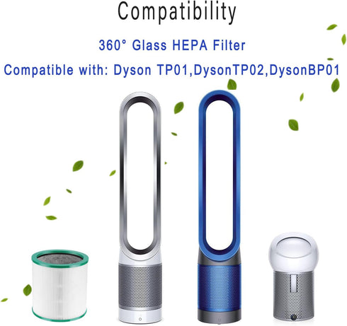 TP01 360 TP01 TP02 TP03 AM11 BP01 2 Pack Ture HEPA Glass Filter Replacement for Dyson Tower Air Purifier Pure Cool Link