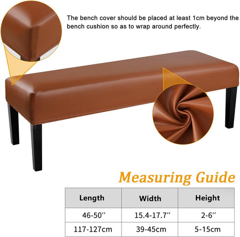 YISUN Leather Dining Room Bench Covers, Stretch Spandex Upholstered Bench Slipcover Removable Washable Anti-Dust Dining