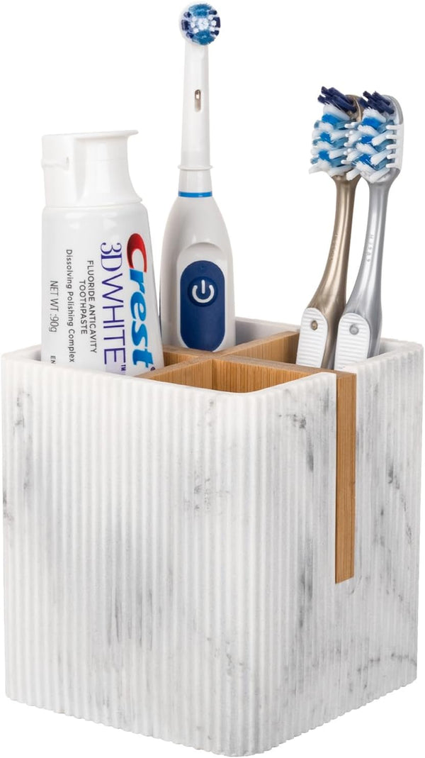 rejomiik Toothbrush Holders for Bathroom Countertop, 3 Slots Electric Toothbrush and Toothpaste Organizer